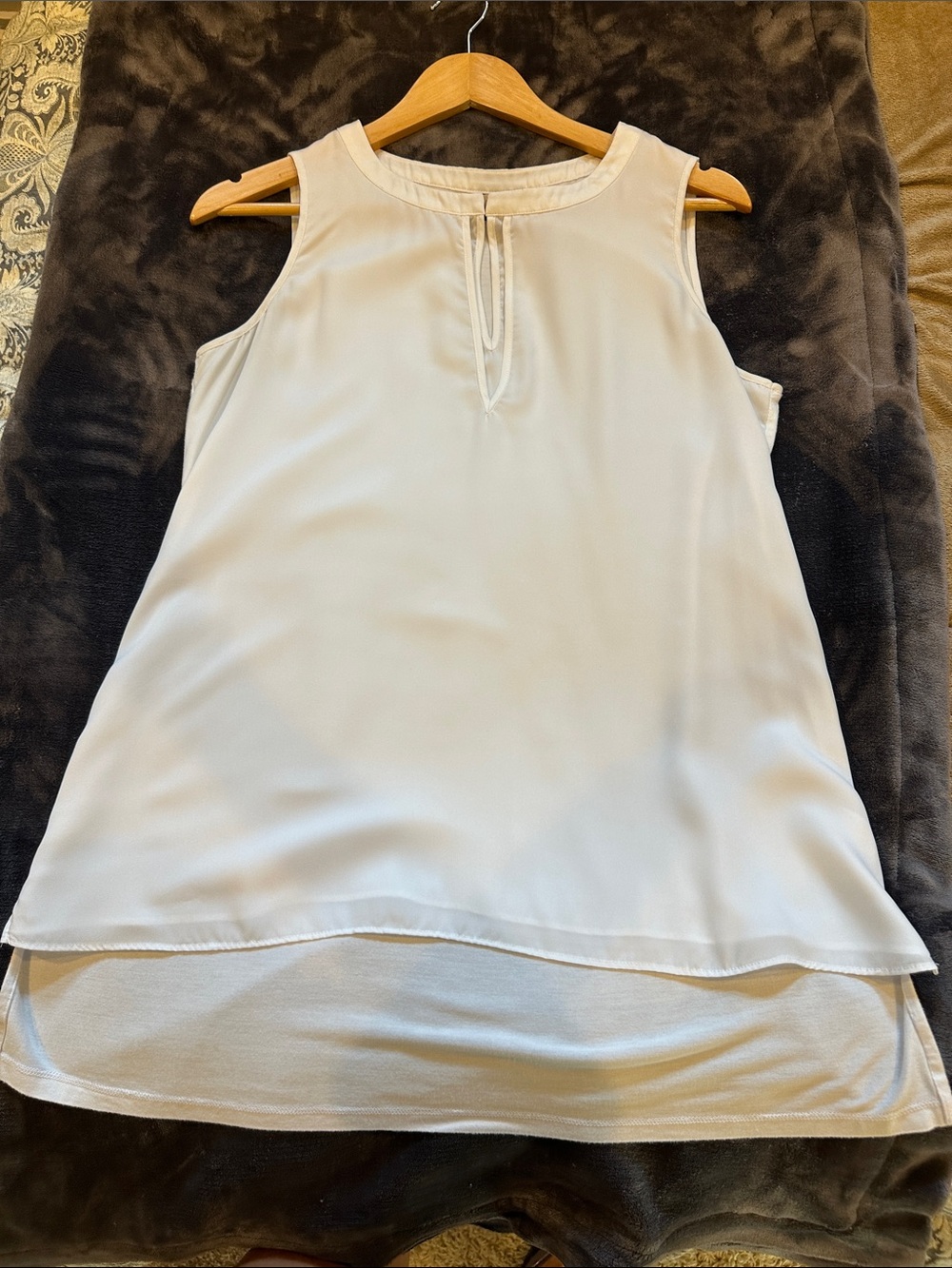 Kaari Blue Cream Layered Sleeveless Tunic Tank